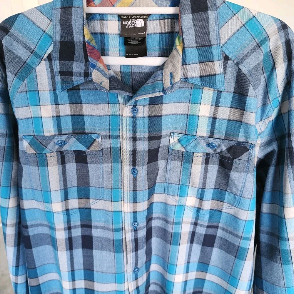 The North Face Plaid Shirt Mens‎ Large Blue Long Sleeve Button Up Casual Work